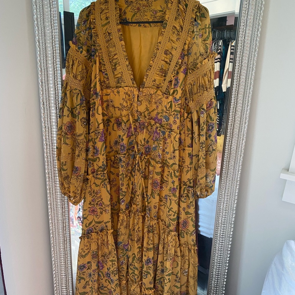 Free People maxi dress bell sleeve